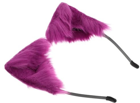 POPETPOP 1stk Plüsch-katzenohr-stirnband Stirnband Mit Katzenohren Kopfbedeckung Mit Künstlichen Katzenohren Kätzchen Ohren Cosplay Lila Katzenohren Kind Violett Metall Katze Fuchs Mädchen