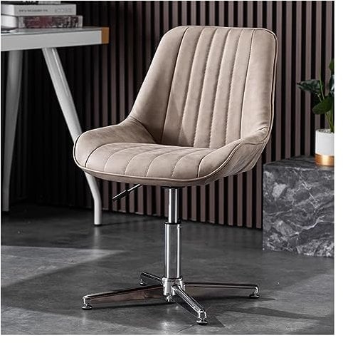 Criss-Cross-Bein-Bürostuhl ohne Räder, drehbarer Wohnzimmer-Arbeitsstuhl, Freizeit-Make-up-Stuhl, Stoff gepolsterter, ergonomischer Schreibtischstuhl mit mittlerer Rückenlehne, armlose Büros