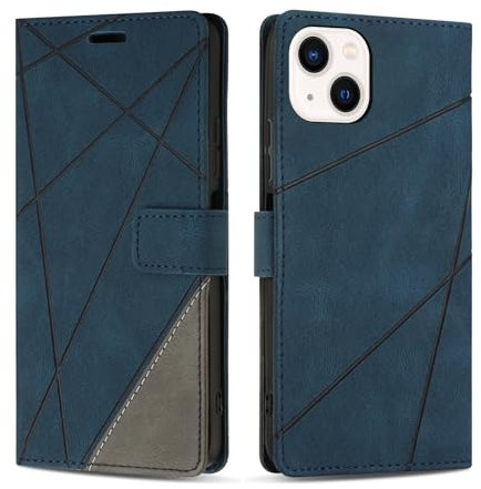 SONWO Case for iPhone 15 Plus, Premium PU Leather Flip Wallet Case Cover with Magnetic Closure and Card Slots, Phone Case for iPhone 15 Plus, Blue