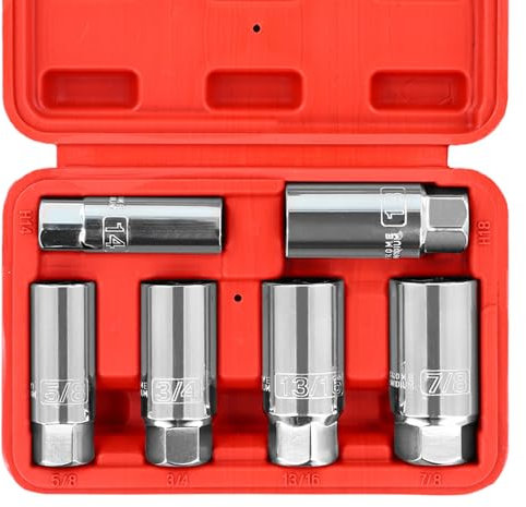 6PCS 3/8-inch Drive Spark Plug Socket Set, SAE and Metric,5/8-inch,3/4-inch,13/16-inch,7/8-inch,14MM,18MM,CR-V Steel