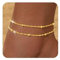 ZHESHY 2 Stück Fußkettchen Gold Silber 925 für Damen 18K Gold Perlen Mehrreihige Fussketten Für Frauen Mit Kreuz Herz CZ Plättchen Verstellbare Wasserfest Sommer Strand Schmuck Fußkette Set für Damen