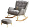 Kinderzimmer-Schaukelstuhl, gepolsterter Glider-Rocker-Akzentstuhl mit Lendenkissen und Ottomane, Baby-Stillstuhl für den Innenbereich, bequemer Stillsessel, Mid-Century-Stuhl für Mütter (Farbe: Grau)