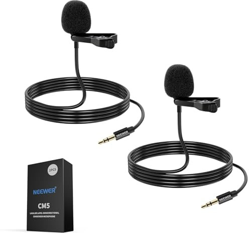 NEEWER Confezione da 4 Microfoni Lavalier da Bavero Compatibile con DJI Wireless Trasmettitori, Compatibili con Rode Wireless GO II 2, Microfoni a Condensatore Omnidirezionale per Palcoscenico YouTube