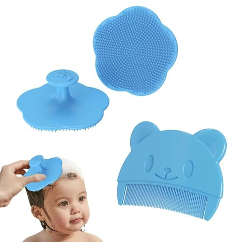 Schorfkamm Baby,Babybürste,Milchschorf Baby Entfernen Kamm,Baby Bürste,Haarbürste Baby,Milchschorf Kamm,Weichen Silikon Baby Bürste,für Ihre Freundin,Die Ein Blei Hat Oder Schwanger(Blau)