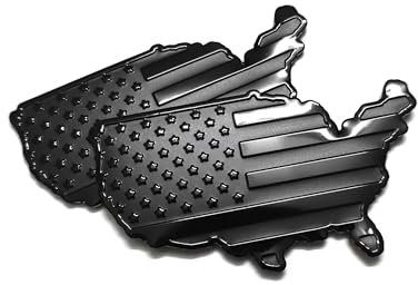 PTDecals 2 Stucke Abziehbild Aufkleber des Aluminium Metall 3D US USA Amerika Karten Flagge Emblem 4cm × 7cm Auto Rennsport grafischer Abziehbild