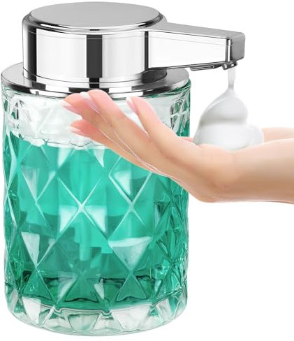 Phneems Seifenspender Automatisch Schaumseifenspender Glas Elektrischer Seifenspender Mit Sensor Soap Dispenser Automatic USB-Aufladung IPX5 Waterproof FüR Bad KüChe Schaum