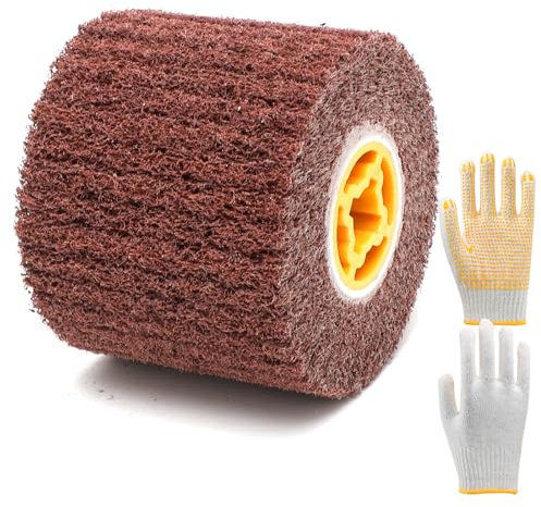 RANJIMA Schleifwalze Bürste, Satiniermaschine Bürste, Schleifhülsen für Schleifroller Schleifmaschine zum Schleifen Mattieren Satinieren, Satinierwalze für Feinschliff & Finish, Rot - 60 Körnung