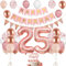 25. Geburtstag Deko Roségold - Luftballons, Tortendeko für 52 Jahre Mädchen - Zahl 25 Ballons in Weiß, Rosa für Party Dekoration
