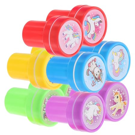 BCOATH Einhornstempel 10 Stück Für Kinder Kindergeburtstag Kunststoff Cartoon Stempel Einhorn Motive Scrapbooking Bastelstempel Geschenk