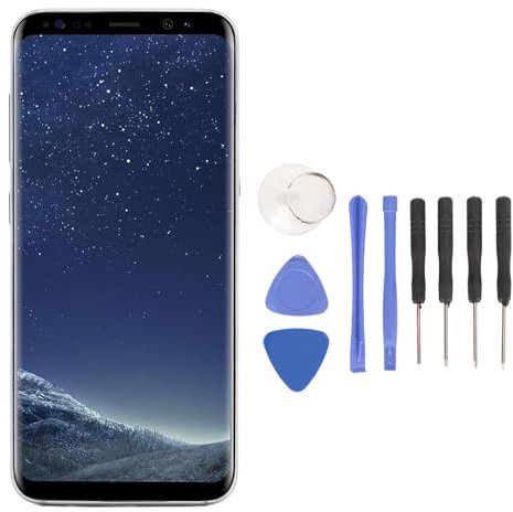 Bewinner pour S8 G950 SM‑G950F Remplacement de L'écran D'affichage LCD, 5,8 Pouces Tactile LCD Numériseur Remplacement avec Cadre, Écran Numériseur AMOLED (Silver)