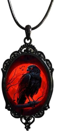 Bydezcon Halsketten für Frauen, Gothic-Krahen-Raben-Charm-Halskette, Krähenanhänger, Halskette, mystischer Hexen-Schmuck, Seilkette, Gothic-Krahe, Choker, Unisex, Metall