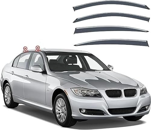 DLLHL Auto Seitenfenster Windabweiser für BMW 3 Series E90 2005-2010,PC Luftabweiser Regenabweiser Seitenfensterabweiser Aerodynamisch Lüftungsschutz Auto Zubehör