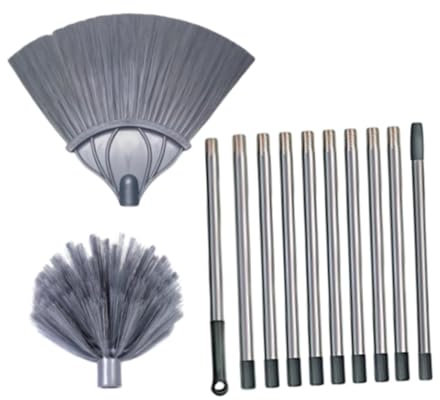 JISADER Plumero para telarañas con Poste Extensible Plumero para Ventilador de Techo Poste de Acero Inoxidable Fácil de Quitar Plumero escalable de Alto, Sin Caja