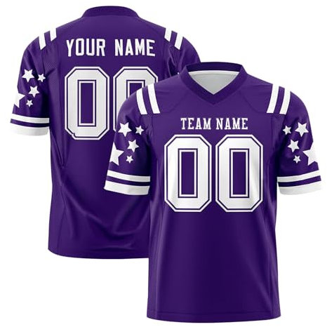 KONG JIMFAN Personalisiertes American Baseball Trikot,Individuell Bedruckt Namen Nummer & Logo,Football Kostüm Erwachsene/Kinder Unisex Personalisiertes Trikot Football Trikot Football Kostüm(Lila)