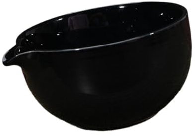 KESOTO Matcha Bowl with Spout Salad Porridge Bowl Handmade Porcelain Tea Bowl for Family, Black
