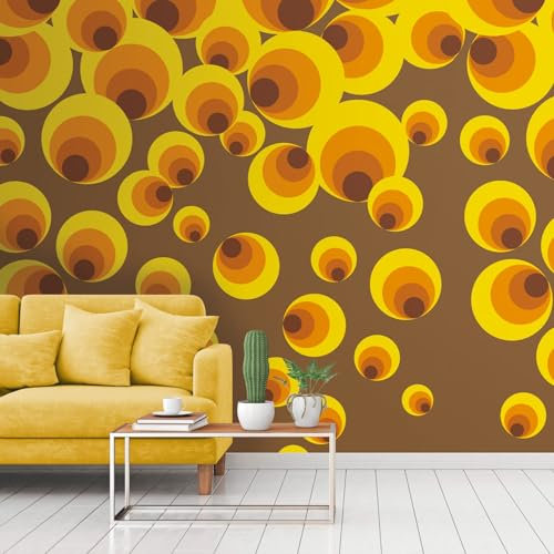 Profhome Retro Tapete 392581-GU Vliestapete gelb orange braun Fototapete 0,53 m x 8,80 m / 4,45 m2