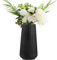 Vasen Deko Schwarz FoiiLiio Keramik Vase für Pampasgras Blumenvase Modern 20 cm Vasen für Blumen/Tulpen/Trockenblume Blumenvasen für Wohnzimmer Esstisch Büro Dekorative