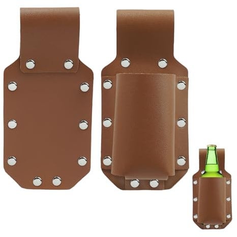 KOZOY Biergürtel Bierhalter, Bier Holster für Herren Leder Flaschenhalter Gürtel Bierflaschenhalter Bierholster, Bier Rucksäcke Getränkehalter Gürtel für Männer Vatertag Bierzubehör (braun)
