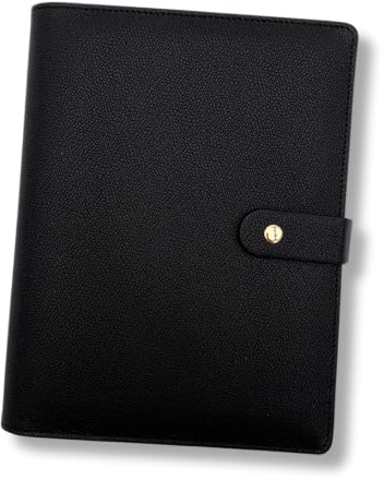 Darina Handmade A5 Premium Binder mit goldenen Ringen - B-Ware mit Schönheitsfehlern - ohne Inhalt - für Planer & DIY-Projekte (Schwarz)