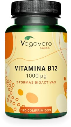 Vitamina B12 Naturale 1000 mcg | Metilcobalamina + Adenosilcobalamina | L’unica Senza Additivi Artificiali | Prodotta in Germania | Vegan | Vegavero®