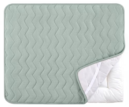 lulumoon Wickelauflagenbezug für Wickelauflage 75x85cm: Musselin Baumwolle mit hoher Saugfähigkeit – Auslaufsichere Rückseite – waschbarer Wickelauflage für Baby