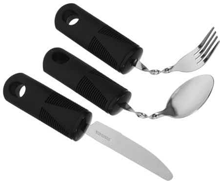 Anneome 3stücke Edelstahl Besteckset für Senioren mit Anti-shake-funktion Bestehend aus Biegsamen Löffel und Gabel für Sicheres und Komfortables Essen Älterer Menschen Spülmaschinenfest