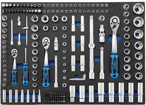 BGS Werkstattwageneinlage 3/3 Schaumstoff Voll 192-teilig Steckschlüssel-Sa | 4036 = (2243 4036-1) Sechskant Pro Torque®-Nüsse, Steckschlüsselsatz