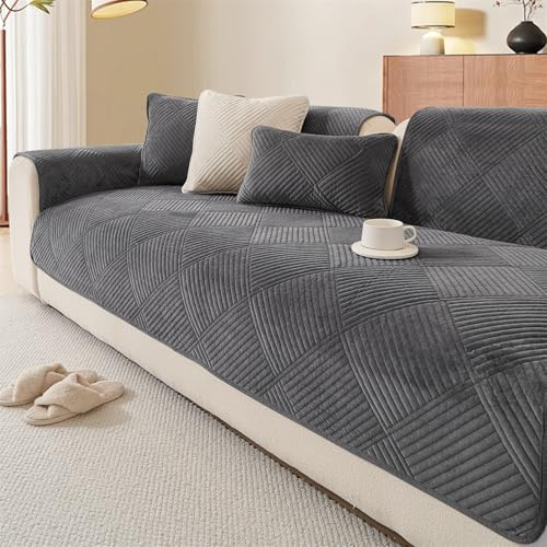 FASCINATDECO Samt Sofabezug Ecksofa l Form Sofa Überzug Couchbezug Sofa/Couch Wurfdecke Eckcouch 3/2/1 Sitzer Sofaschutz Sofaüberwurfe Sofaschoner Sofabezüge rutschfest Hund Katze