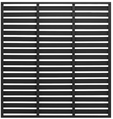 QJBSAVVA WPC Gartenzaun 180x180 cm Schwarz Modernes Latten-Design Langlebig & Pflegefrei für Balkon Terrasse Sichtschutz Windschutz Outdoor-Bereich