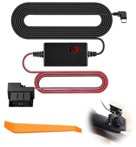 Dash Cam Hardwire Kit USB C To OBD, 12V-24V To 5V Low Voltage Protection | 3 Stage Protection, LCD Display, Parking And ACC Mode, Suitable For Dash Camera, Automobiles And GPS Devices