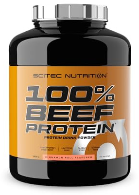 Scitec Nutrition 100% Beef Protein - Hydrolysierte Peptid-Formel | 100 % Eiweiß aus Rindfleisch - mit Aminosäuren - Laktosefrei, Zuckerfrei, Glutenfrei 1,8 kg, Zimtschnecke