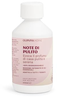 OlimpiaHome Profumatore per Bucato Concentrato | Essenza Profumo Biancheria per Lavatrice e Asciugatrice, Note di Pulito (Ml. 250)
