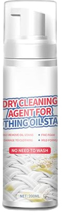200ml Clothes Dry Foam Cleaner, No-Water Wash Spray, Dry Cleaning Agent for Clothing Oil Stain, Eraser Stain Removal Fluid Spray for Garment Upholstery Carpet