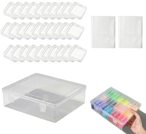 Lyyozwo Press on Nail Storage Box, 31 Pcs Nail Display Case Kit, Press on Nails Case Nails Display Cases with 108 Double Sided Tape for Personal Salon Supplies Business (Transparent)