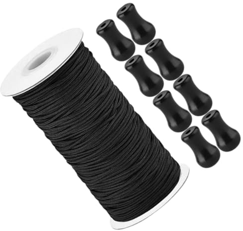 BESPORTBLE Repuestos Mosquiteras Enrollables y Tiradores Negros con Cuerda de Persiana Enrollable de 1.8mm Accesorios Resistentes para Estores Ventanas Oscilobatientes en Interior