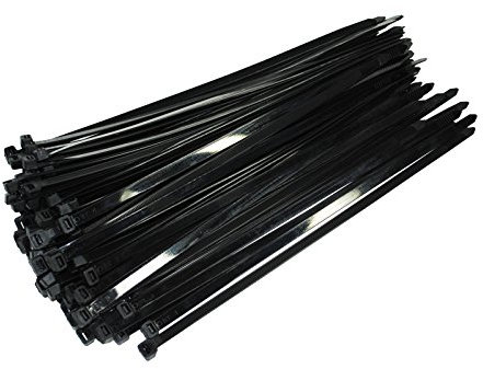 100 Stück Profi Kabelbinder schwarz Industriequalität 450 mm x 7,6 mm 54,4 kg Zugkraft Nylon cable ties für Industrie PC Garten XXL heavy duty von Damstone
