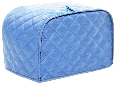 Toaster Cover, DesignerBox Polyester Grid Bread Toaster Dust Cover Bakeware Protector for Four Slice Toaster Appliance and Dust & Fingerprint Protection (Blue, 12W x 11D x 9H)