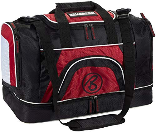 BRUBAKER 'Medium Base' Sporttasche 52 L mit großem Nassfach als Bodenfach + Schuhfach - Schwarz/Rot