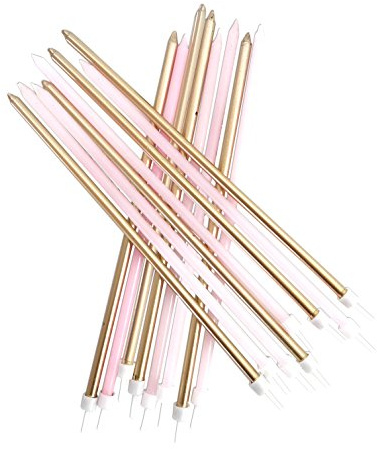 Extra Tall Candles Pastel Pink Metallic Mix with Holders