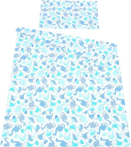 Babylux Bettwäsche Bezug 2 TLG. 100 x 135 cm Kinderbettwäsche Bettwäsche Bettset Babybettwäsche (100. Dino Blau)