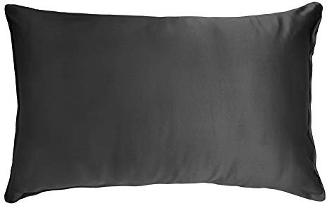 THXSILK Kissenbezug aus 100% Seide für Haar und Haut 25 Momme Maulbeerseide Kopfkissenbezug, Hypoallergen Kissenbezüge mit verstecktem Reißverschluss (40x80cm, Holzkohle)