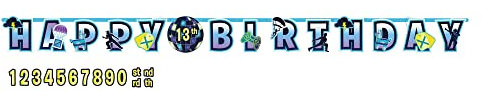 Amscan 122412 - Kids Battle Royal Gamers Happy Birthday 'Add an Age' Letter Banner Party Decoration - 3.17m