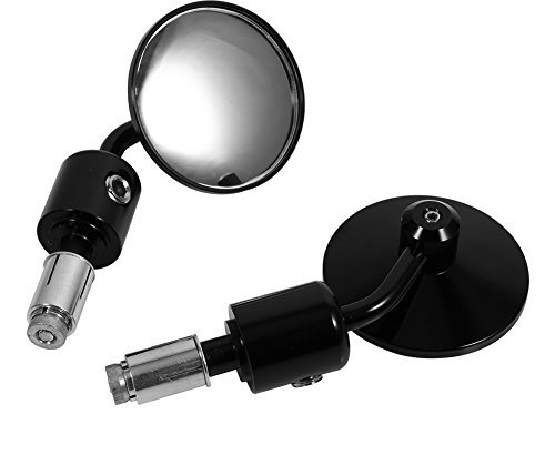 Rückspiegel Seitenspiegel,Fydun 1 Paar 7/8 Motorrad Runde Lenkerende Rückspiegel Lenkerendenspiegel Für Motorräder Straßenräder(Schwarz)