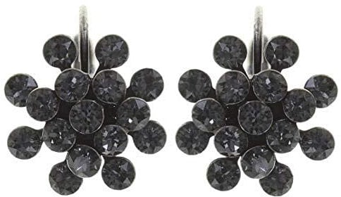 Konplott: Ohrringe Magic Fireball grey crystal mini, klassische Blüten-Ohrringe mit Kristallen in kleinerer Ausführung grau, für Damen/Frauen