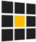 platino24 Akustikpaneele 9 Elemente Colore Quadrat 27,5 x 27,5 cm Schwarz + Sonnengelb I Schallabsorber aus Basotect G+ mit Akustikfilz I Schalldämmung Wand & Decke I Akustikelemente Wandpaneel