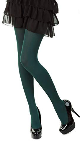 SENTELEGRI Colourful Opaque 40 Denier Tights, 23 Colours, Sizes S-XL (Medium, Dark Green)