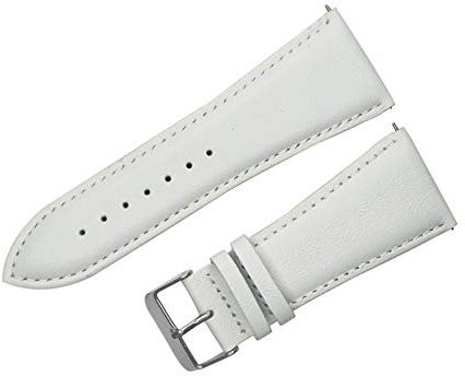 32mm Männer Large Size Uhrenarmband Kalb echtes Leder Armband Edelstahl Dornschließe Uhrenarmband Weiß, 32mm