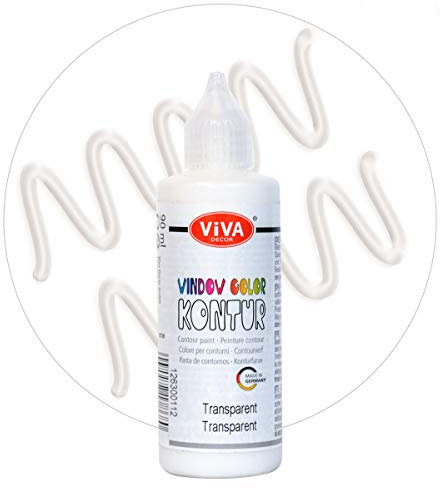 Viva Decor Window Color KONTUR (Transparent, 90 ml) Fenstermalfarben für wieder abziehbare Bilder und Sticker für Deko, Spiegel, Fliesen, Vasen und Fenster - Made in Germany