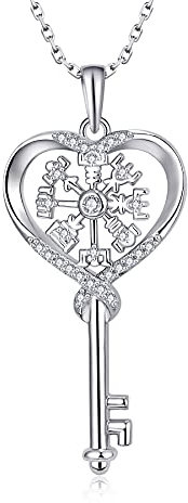 JO WISDOM 925 en Argent Vegvisir Pendentif Clé Collier Viking Bijoux pour Femmes