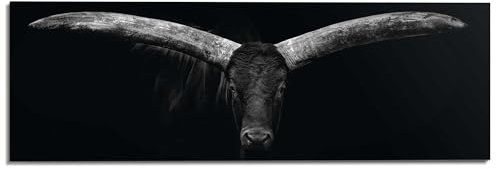 REINDERS Wandbild, Ochse, Home Office, Bilder, Wanddeko, Room Decor, MDF, Schwarz-Weiß, 52x156cm